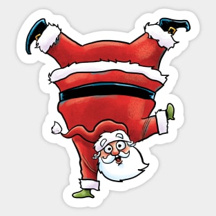 Handstand Santa Sticker